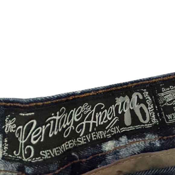 HERITAGE by AMERICA 76 JEANS MEN 36x33 Distressed Cotton Blue Denim Distillery - Picture 9 of 11
